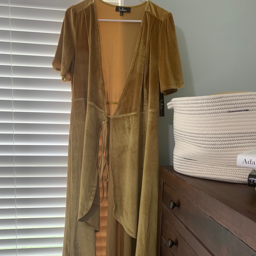Gold velvet wrap high/low dress